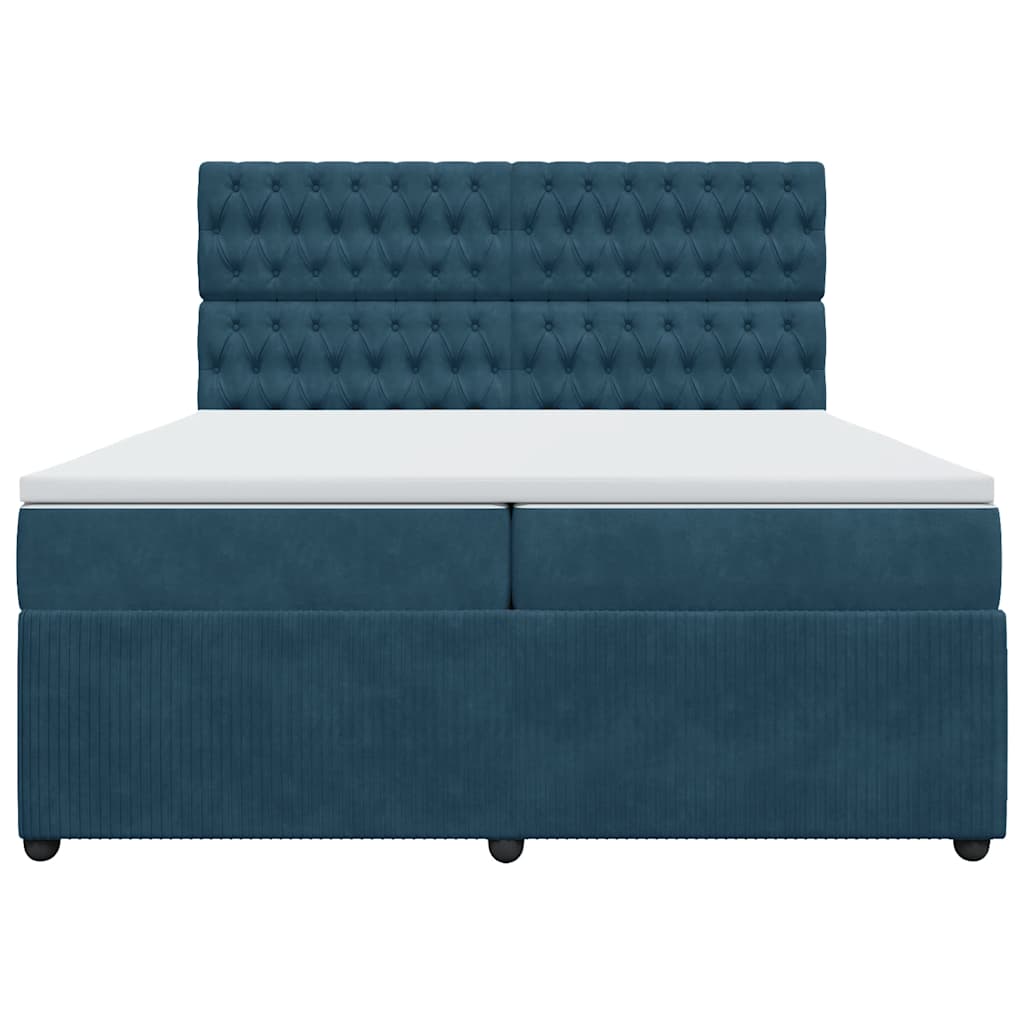 Cama com molas/colchão 200x200 cm veludo azul-escuro