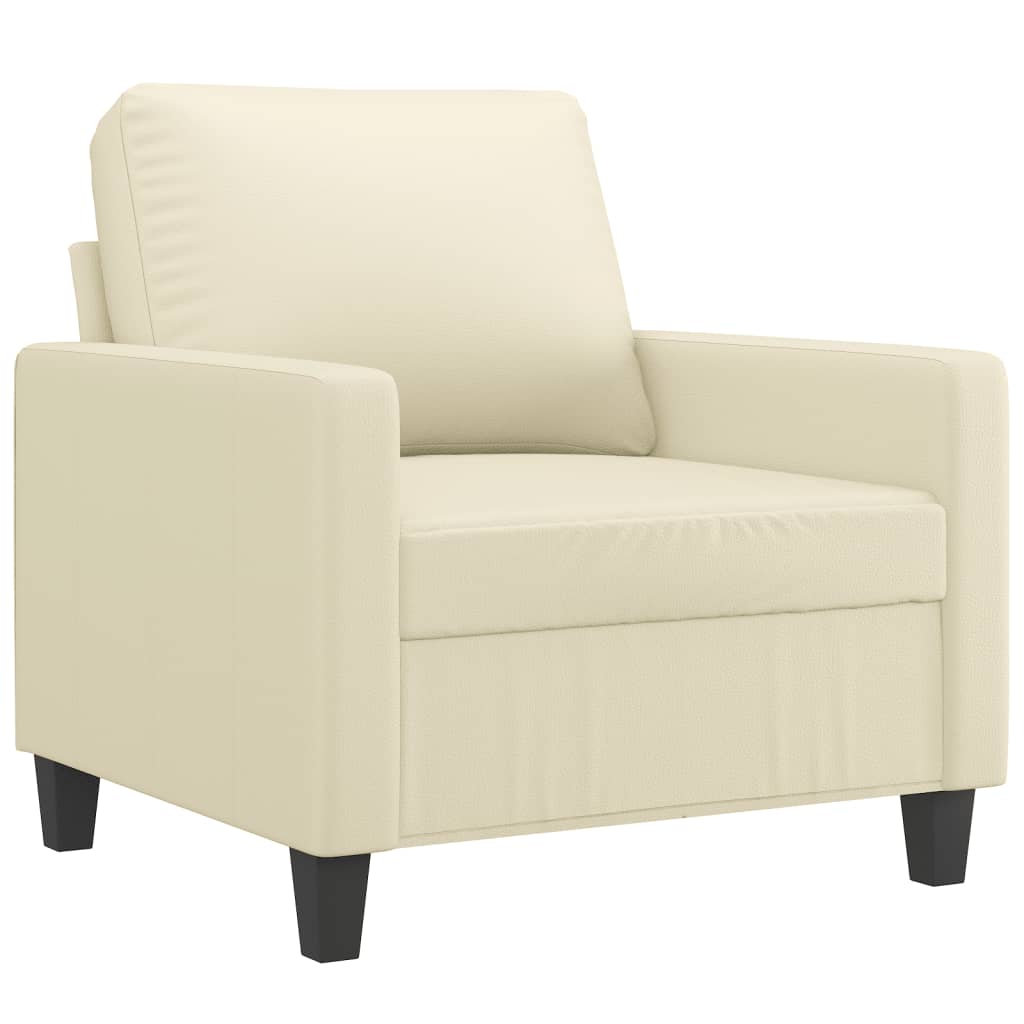 Poltrona com apoio de pés couro artificial 60 cm cor creme