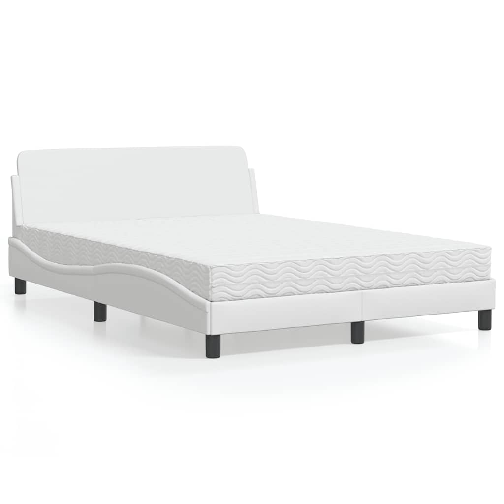 Cama com colchão dover 140x200 cm couro artificial branco