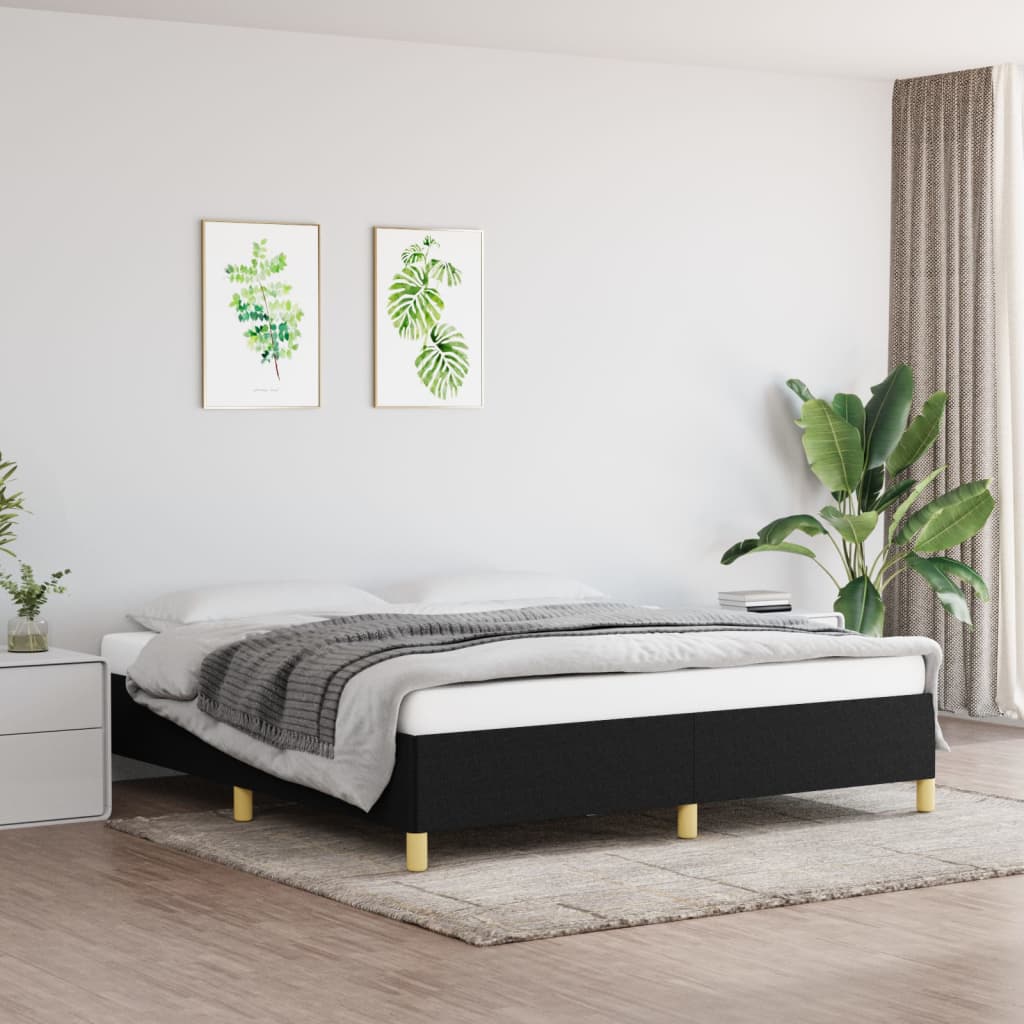 Estrutura de cama sem colchão 180x200 cm tecido preto