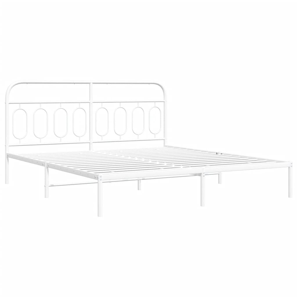 Estrutura de cama com cabeceira 193x203 cm metal branco