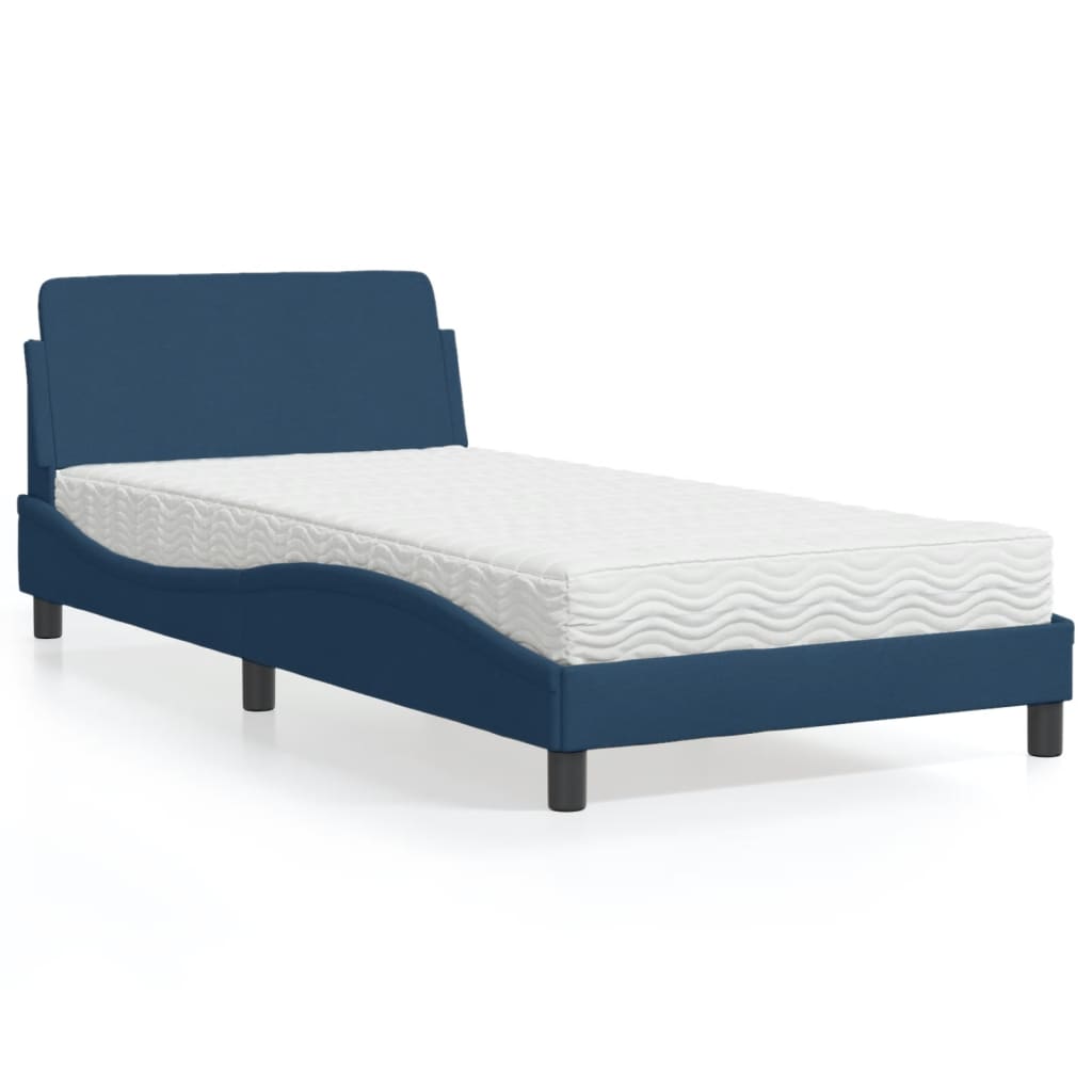 Cama com colchão dover 100x200 cm tecido azul
