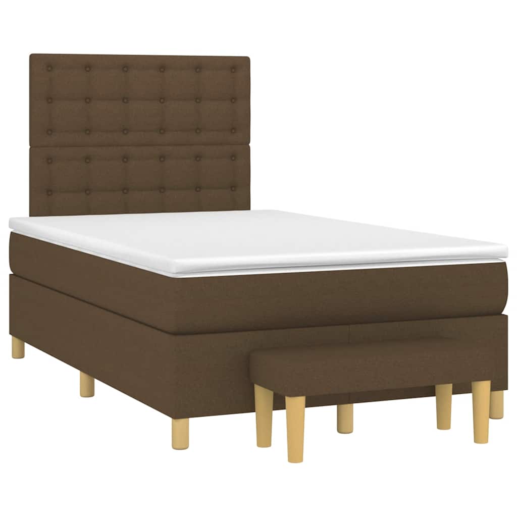 Cama boxspring com colchão 120x190 cm tecido castanho-escuro