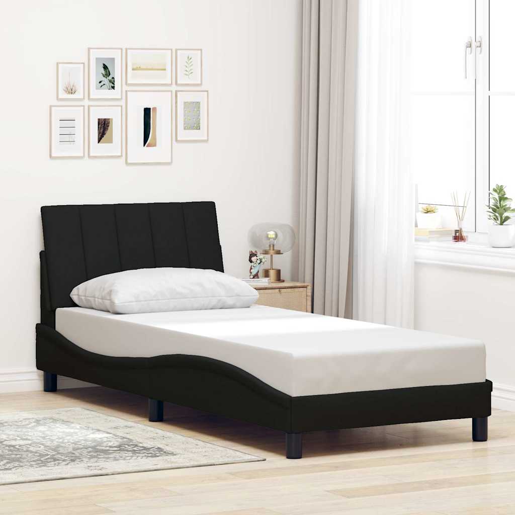 Estrutura de cama sem colchão hanko 90x200 cm tecido preto