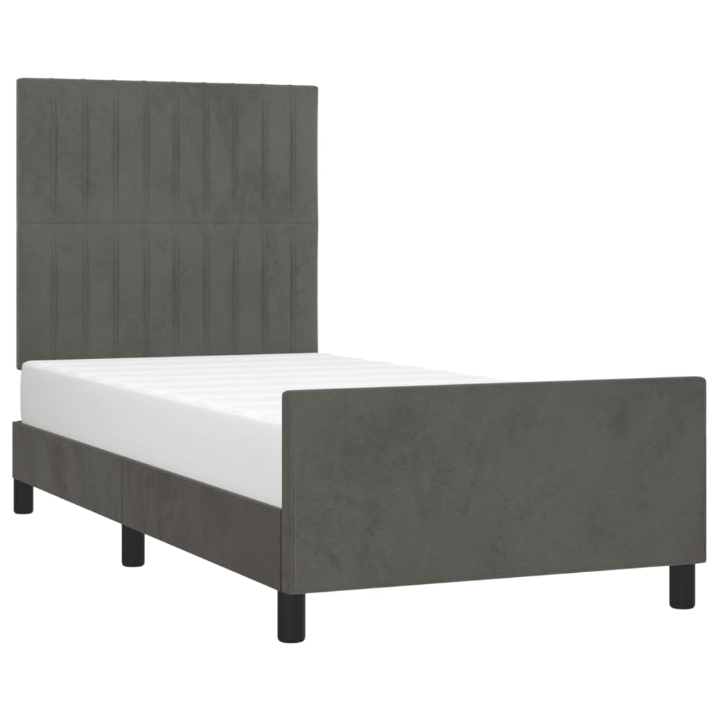 Estrutura de cama sem colchão 90x200 cm veludo cinzento-escuro