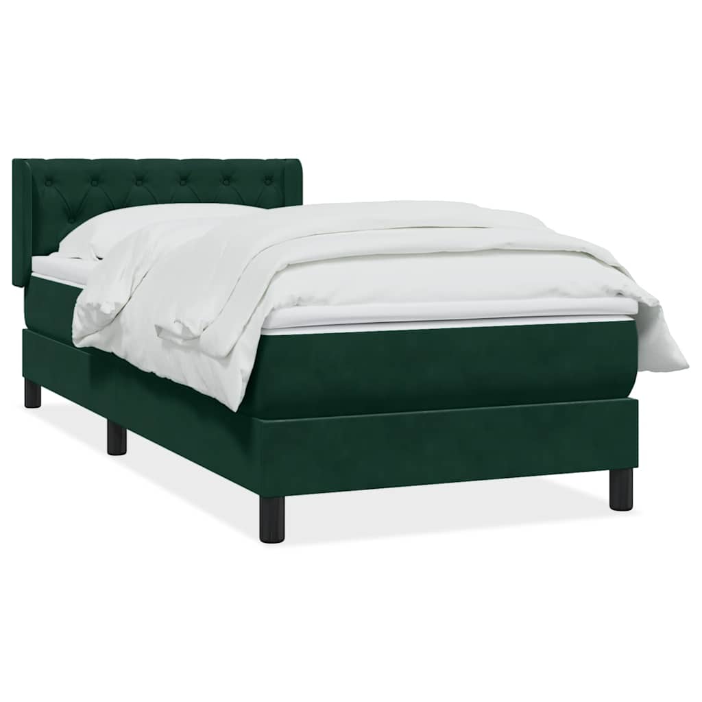 Cama com molas/colchão verde-escuro 80x220 cm veludo