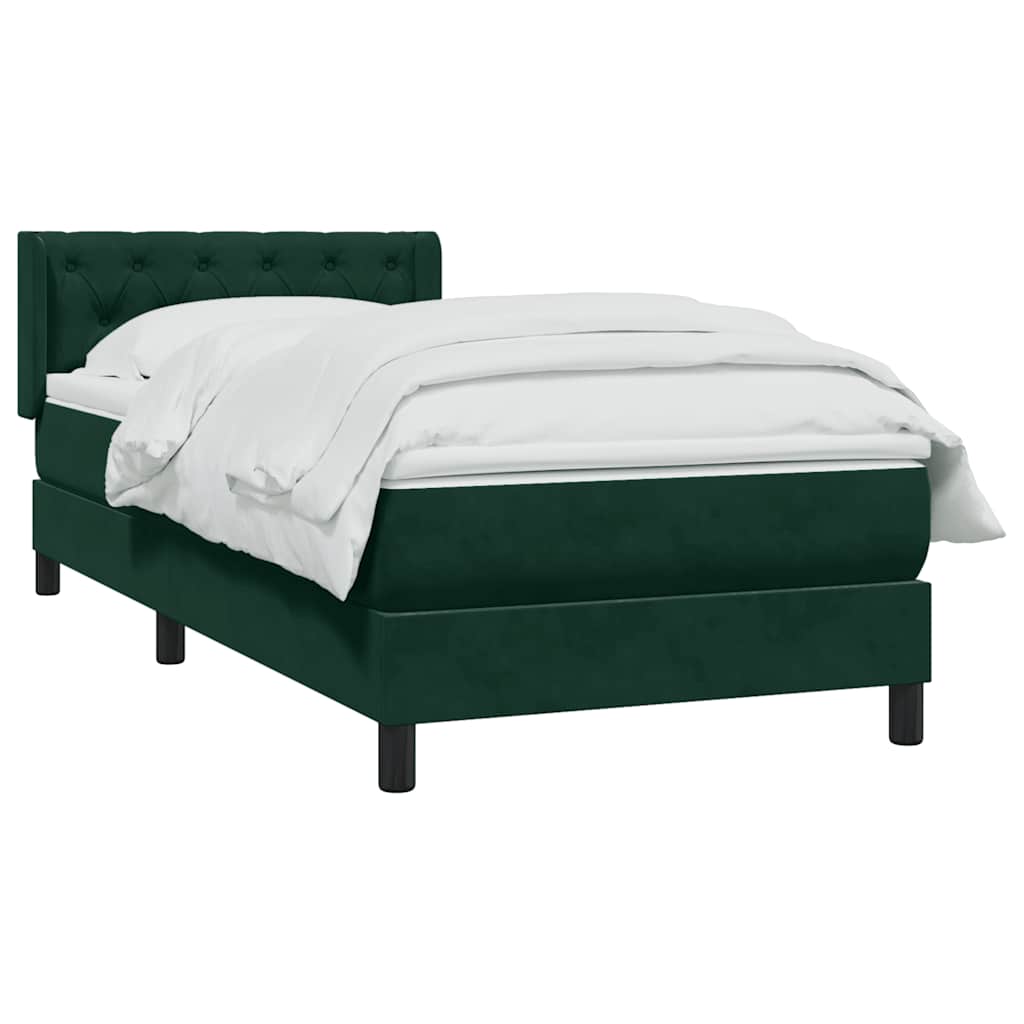 Cama com molas/colchão verde-escuro 80x220 cm veludo