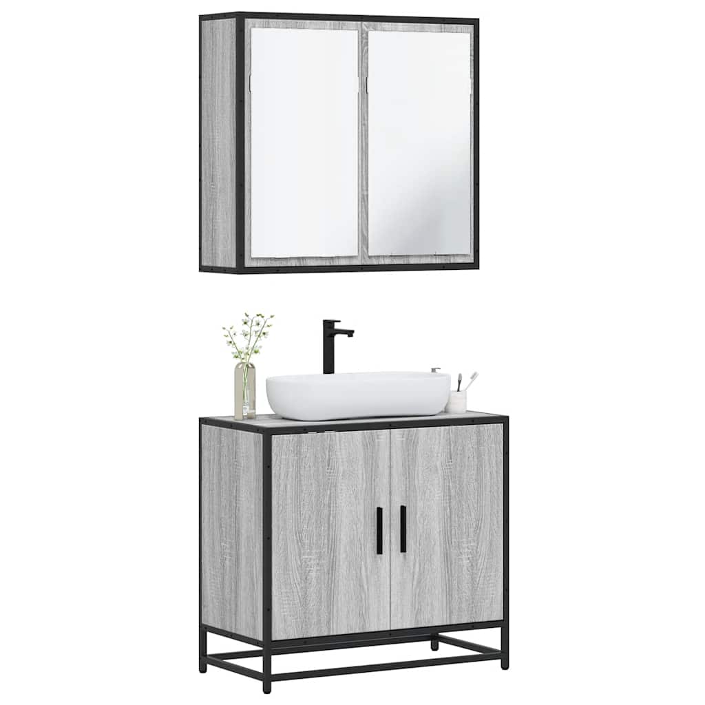 2 Pcs conjunto móveis wc derivados de madeira sonoma cinza