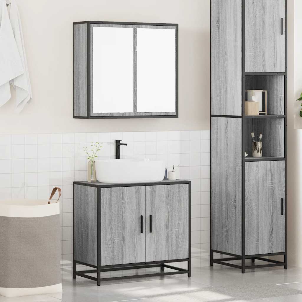 2 Pcs conjunto móveis wc derivados de madeira sonoma cinza