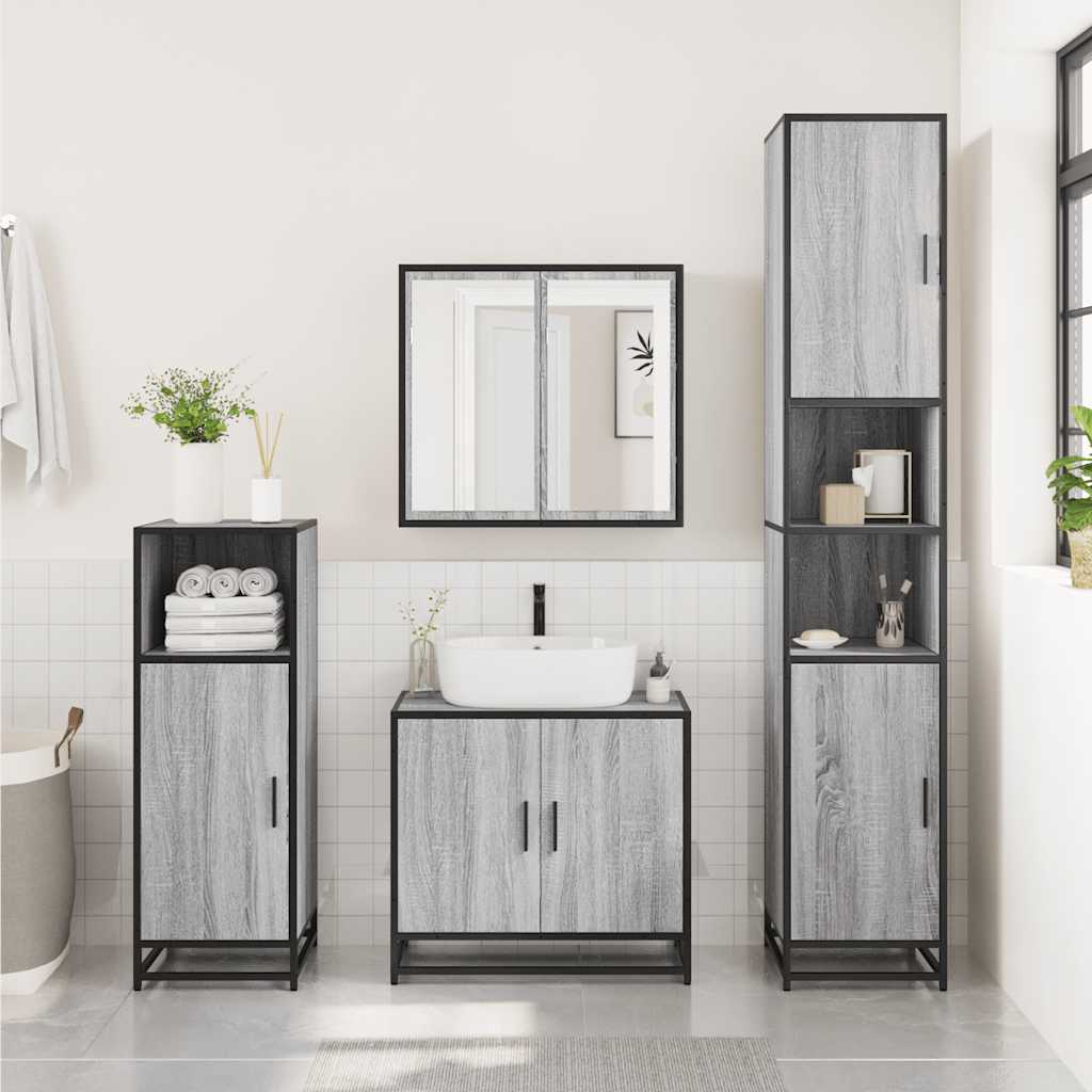2 Pcs conjunto móveis wc derivados de madeira sonoma cinza