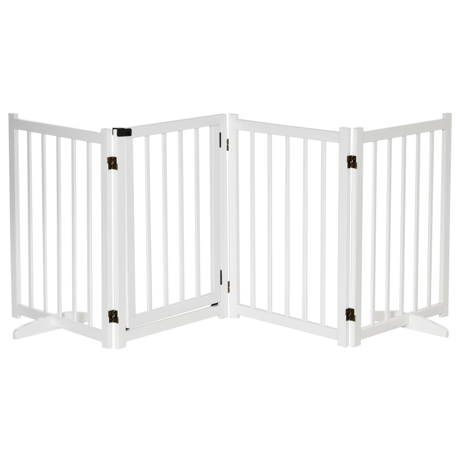 Barreira para Cães Dobrável Barreira para Cães Pequenos e Médios de 4 Painéis com Porta para Escadas e Corredores 237,5x36x80 cm