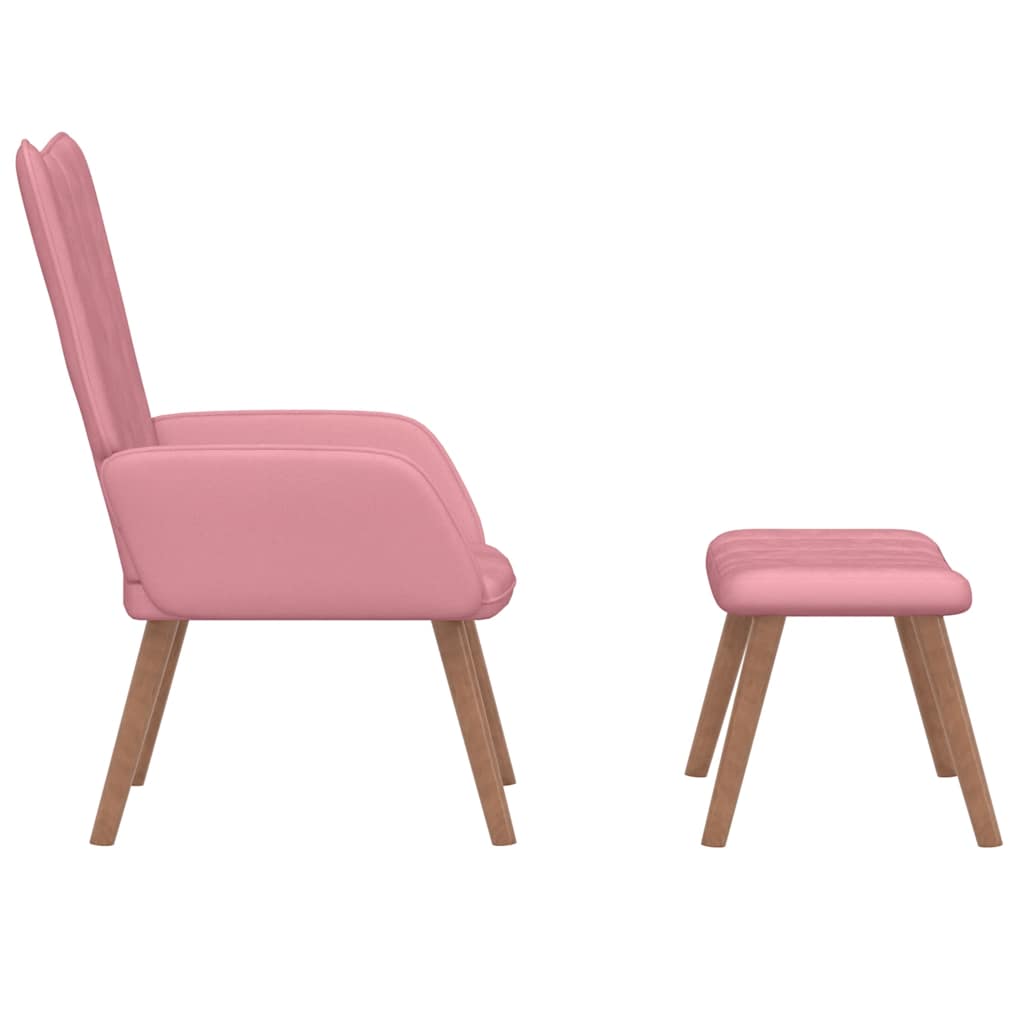 Cadeira de descanso com banco veludo rosa