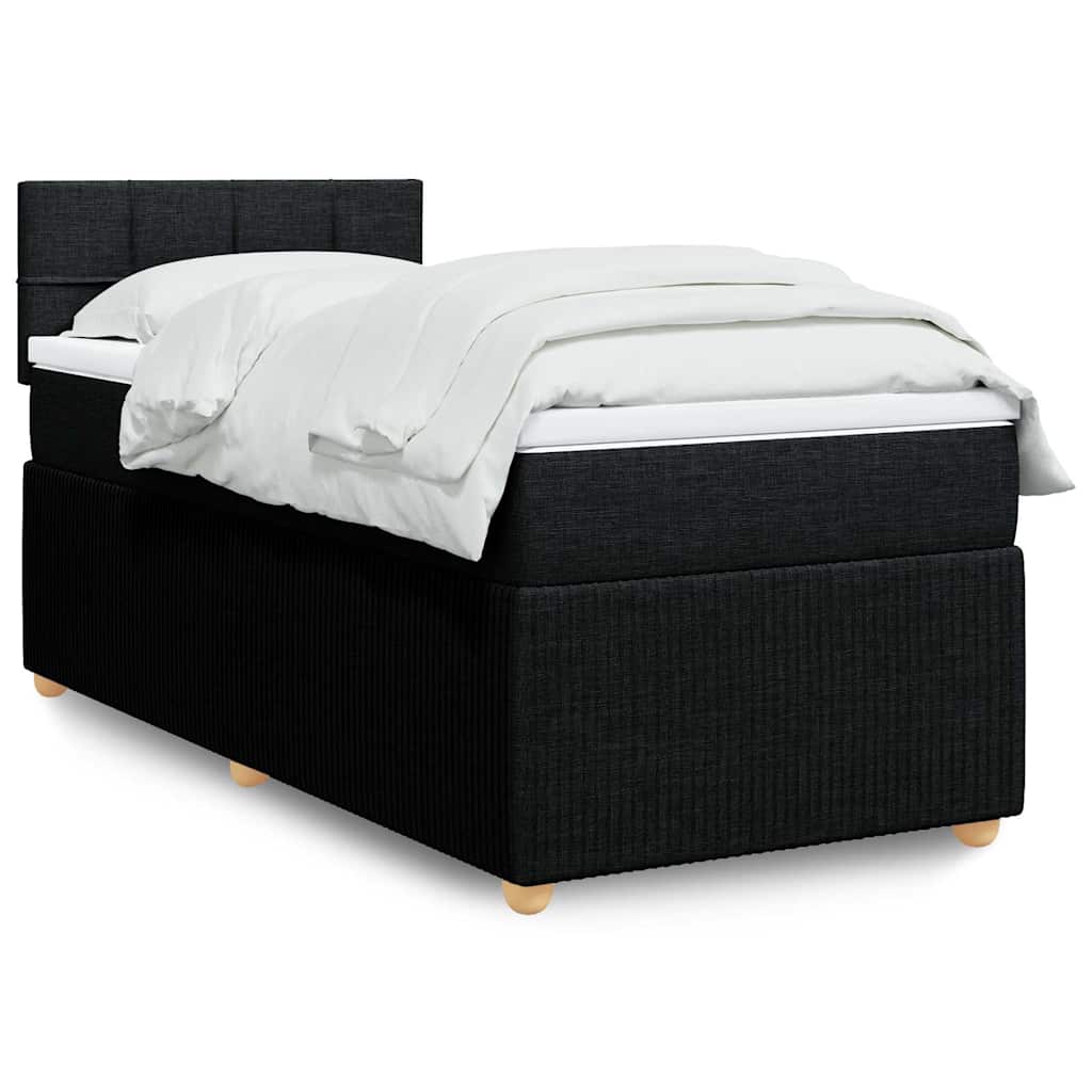 Cama com molas/colchão 100x200 cm tecido preto