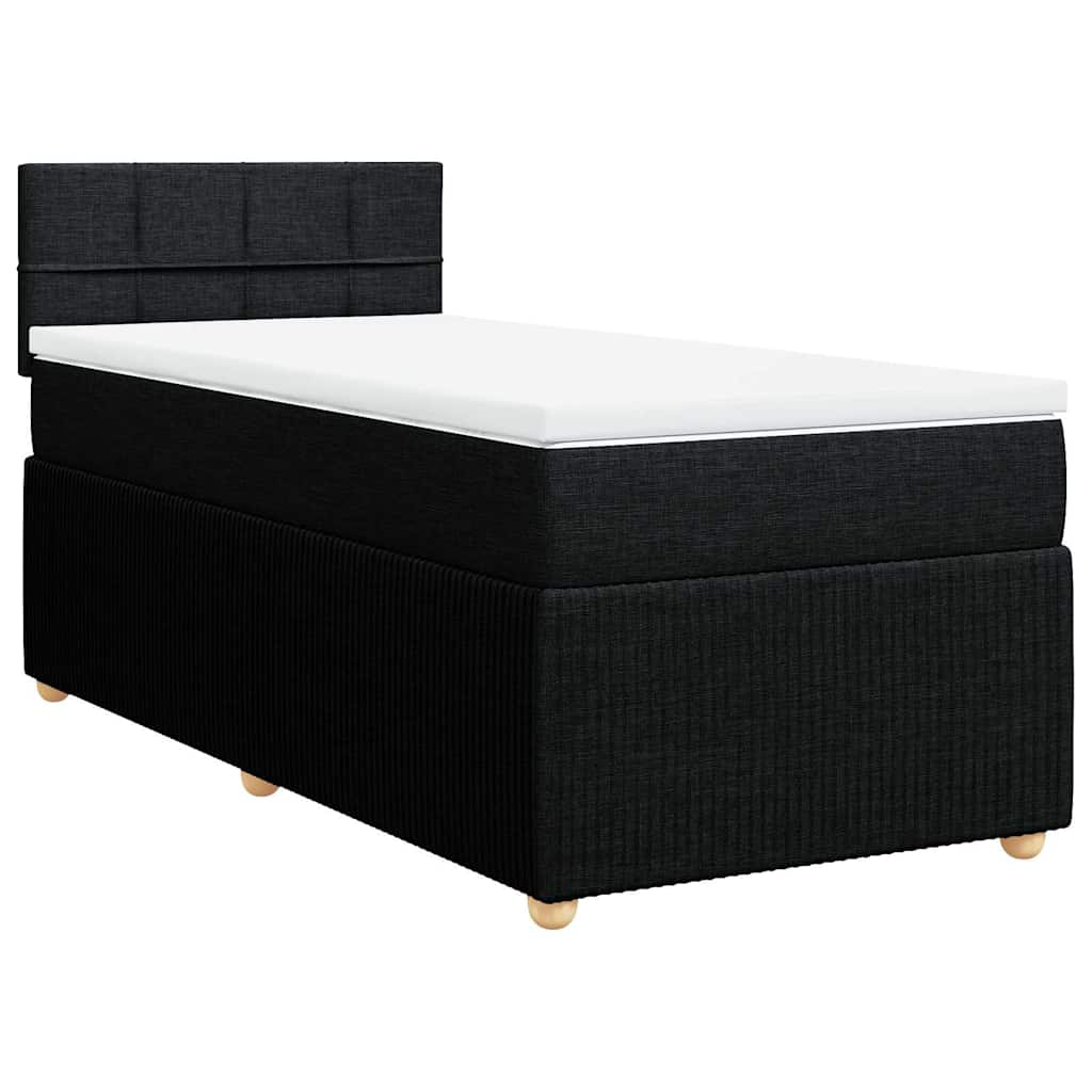 Cama com molas/colchão 100x200 cm tecido preto