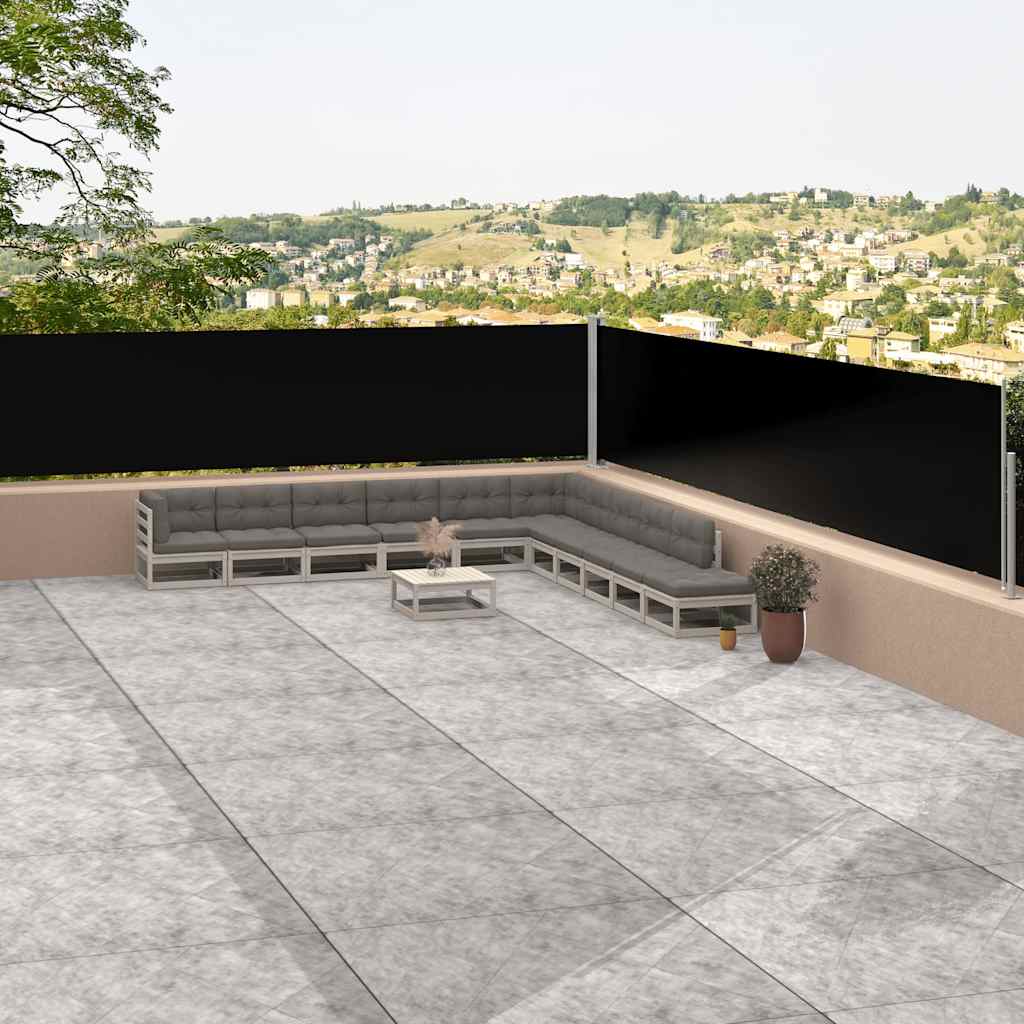 Toldo lateral retrátil 117x1200 cm preto