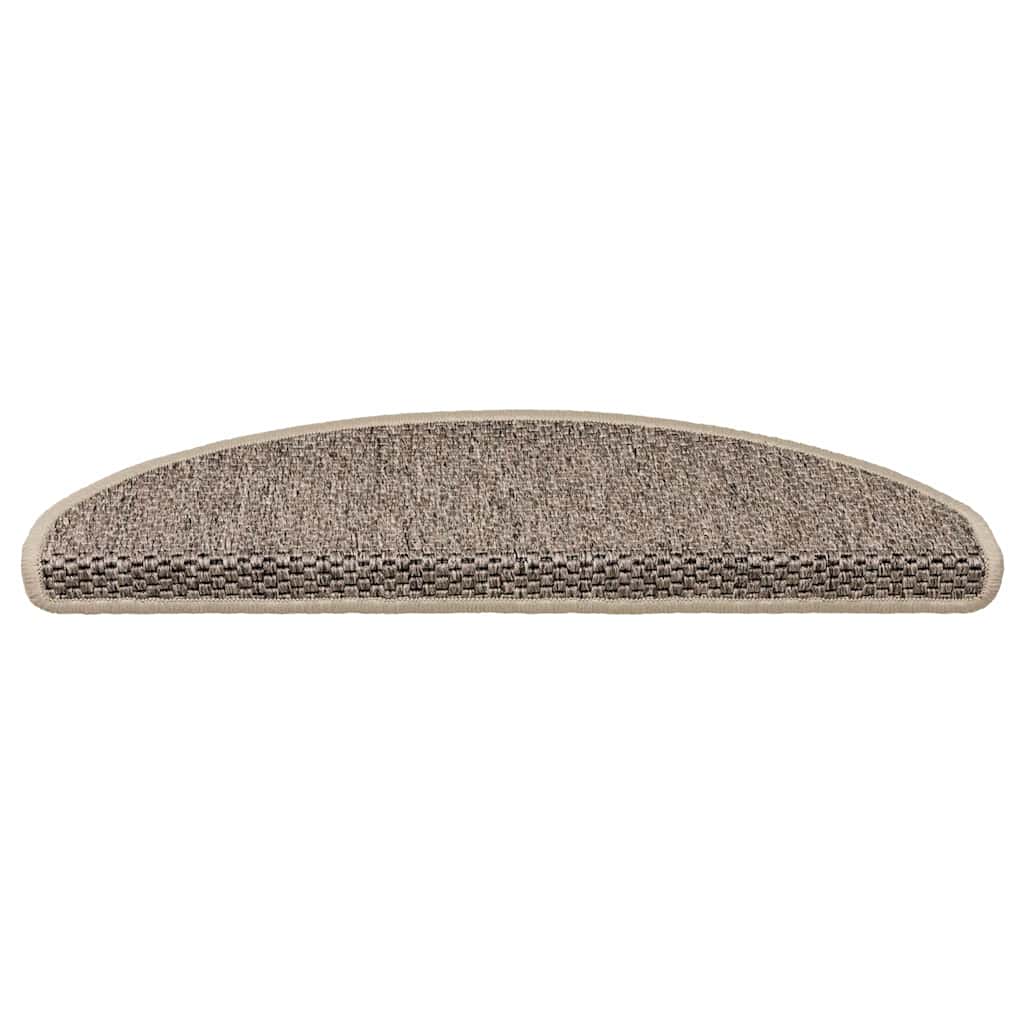 Tapetes escada adesivos aspeto sisal 15pcs 65x21x4 bege-escuro