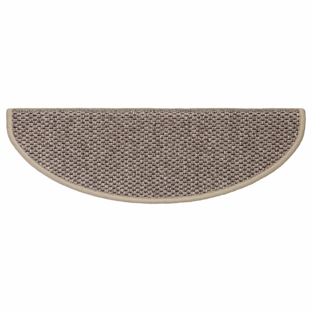 Tapetes escada adesivos aspeto sisal 15pcs 65x21x4 bege-escuro