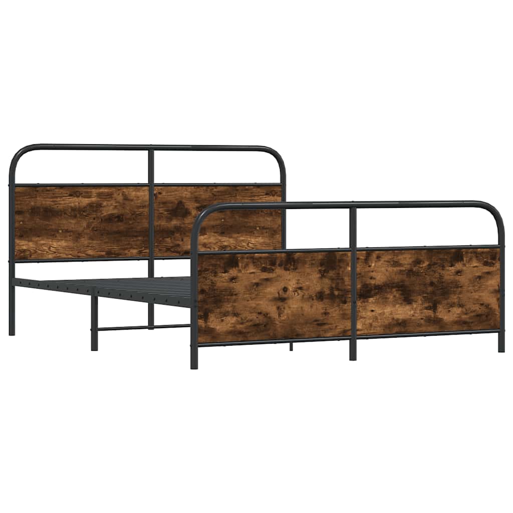Estrutura de cama sem colchão 183x213cm metal carvalho fumado