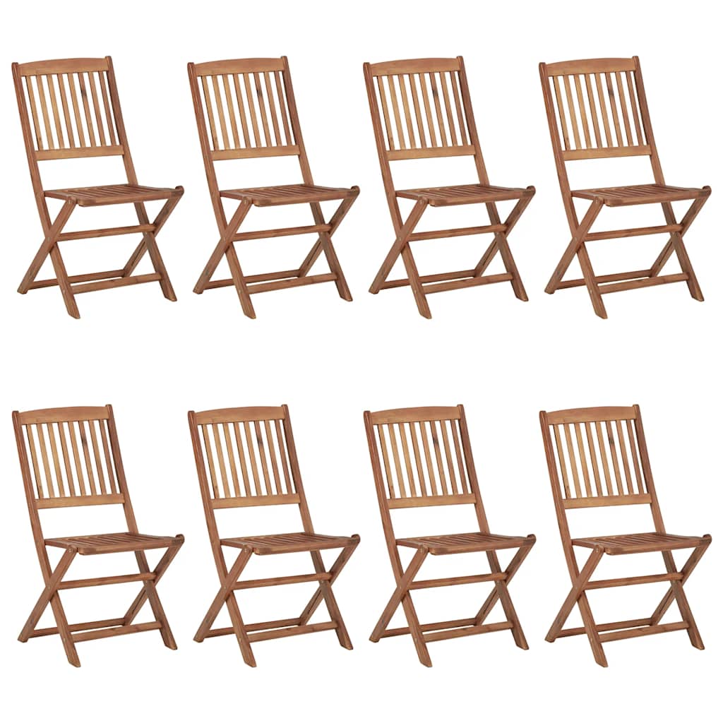 Cadeiras de jardim dobráveis 8 pcs c/ almofadões acácia maciça