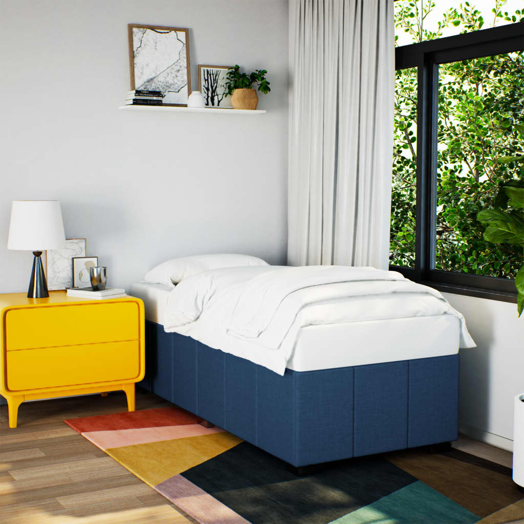Estrutura de cama sem colchão 90x200 cm tecido azul