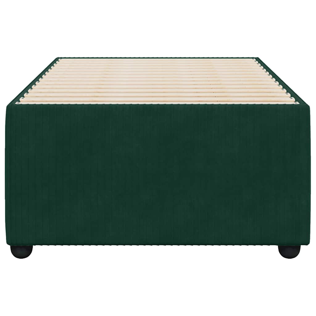 Estrutura de cama sem colchão 80x200 cm veludo verde-escuro