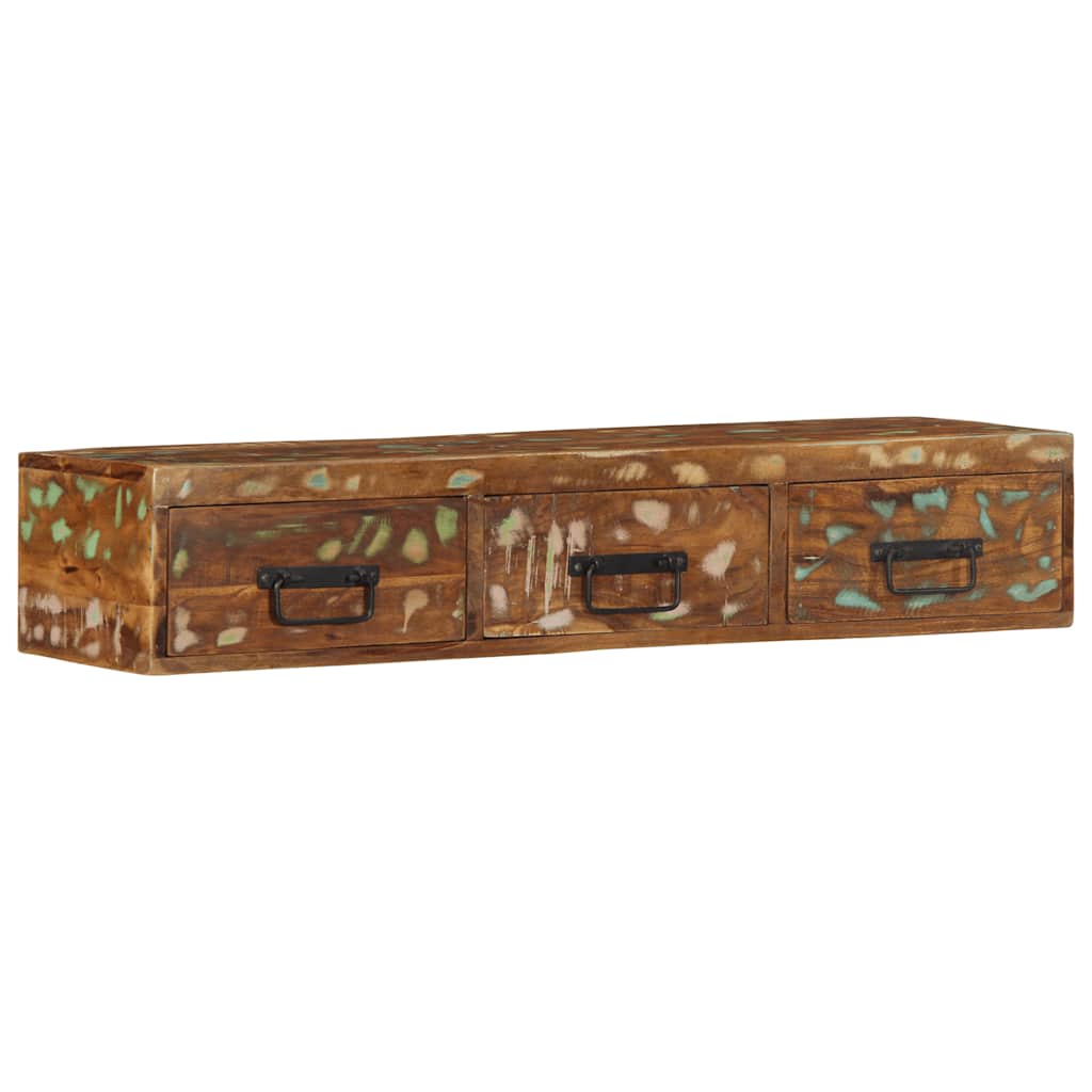 Armário de TV para parede 100x30x19cm madeira recuperada maciça