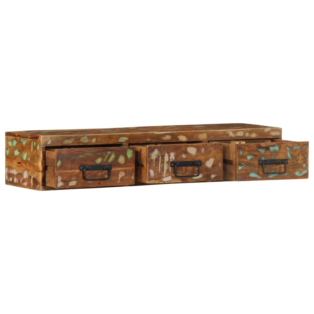 Armário de TV para parede 100x30x19cm madeira recuperada maciça