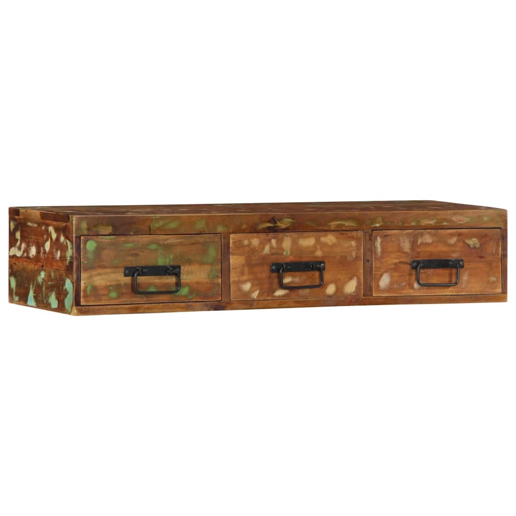 Armário de TV para parede 100x30x19cm madeira recuperada maciça