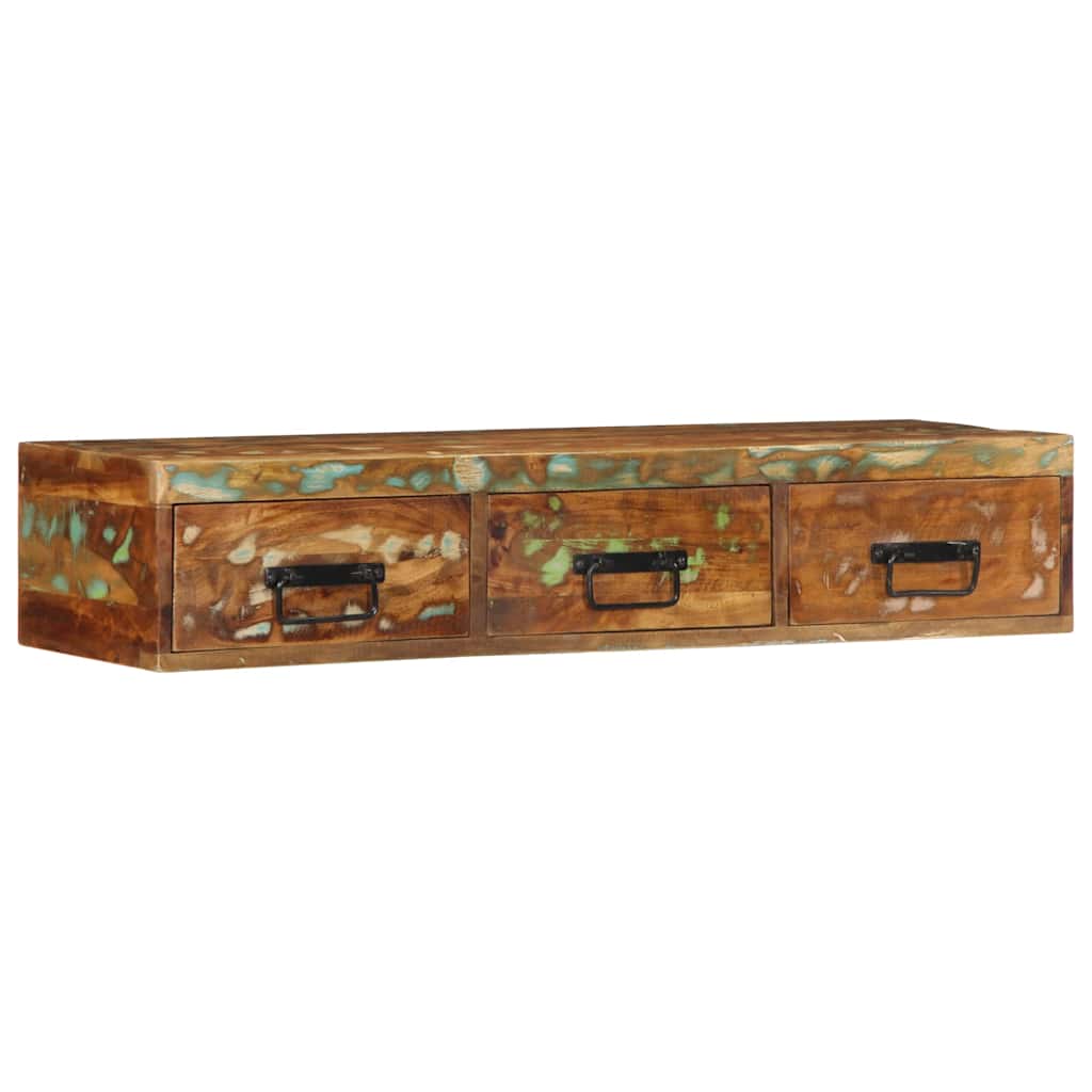 Armário de TV para parede 100x30x19cm madeira recuperada maciça