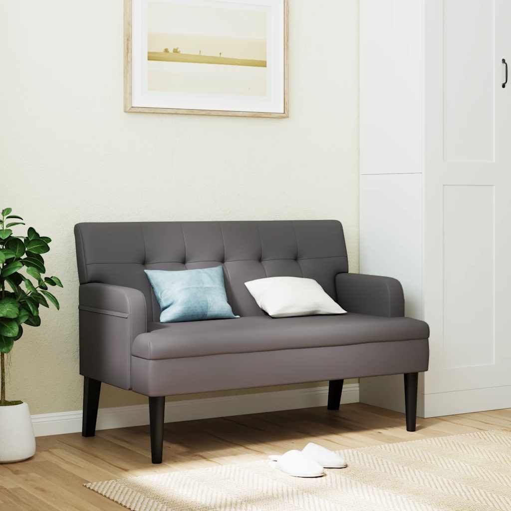 Banco com encosto 112x65,5x75 cm couro artificial cinzento