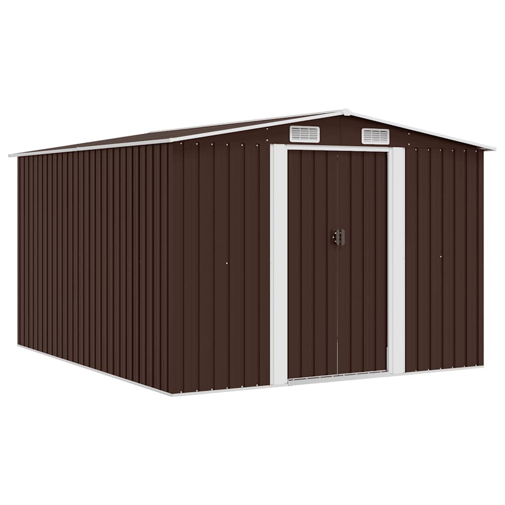 Abrigo de jardim 257x298x178 cm metal castanho
