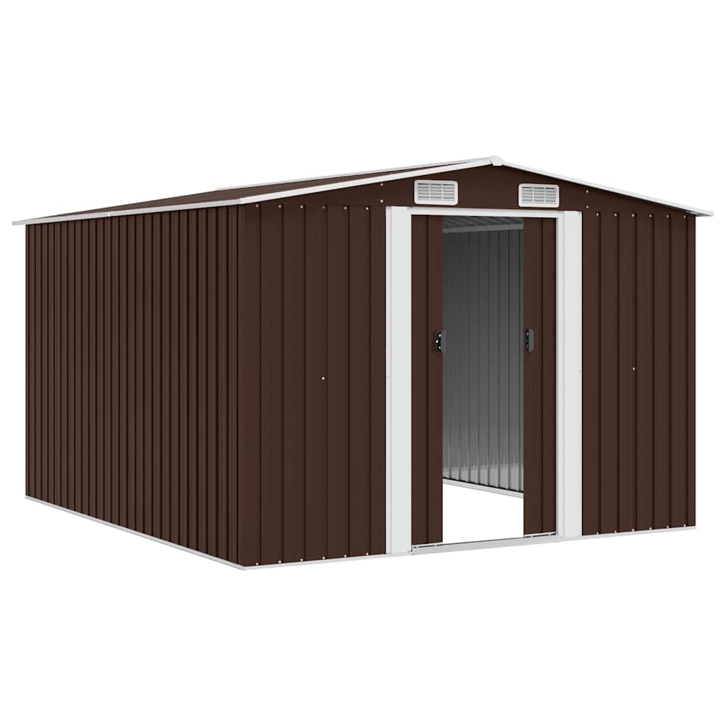 Abrigo de jardim 257x298x178 cm metal castanho