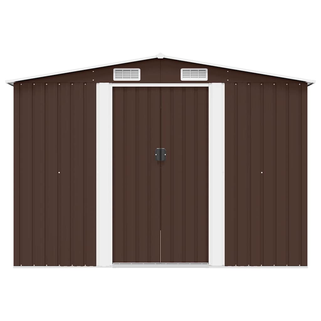 Abrigo de jardim 257x298x178 cm metal castanho