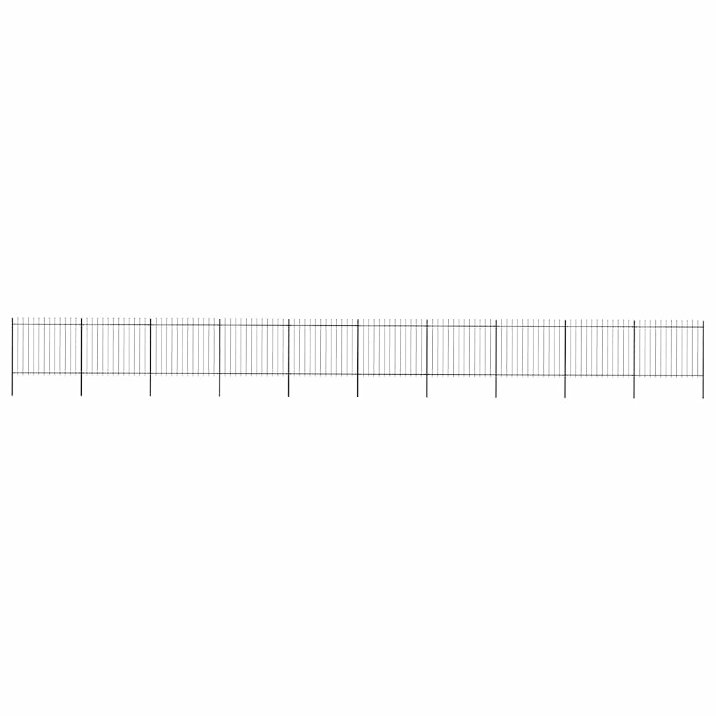 Cerca de jardim com topo em forma de lança em aço 1673x150 cm, preta