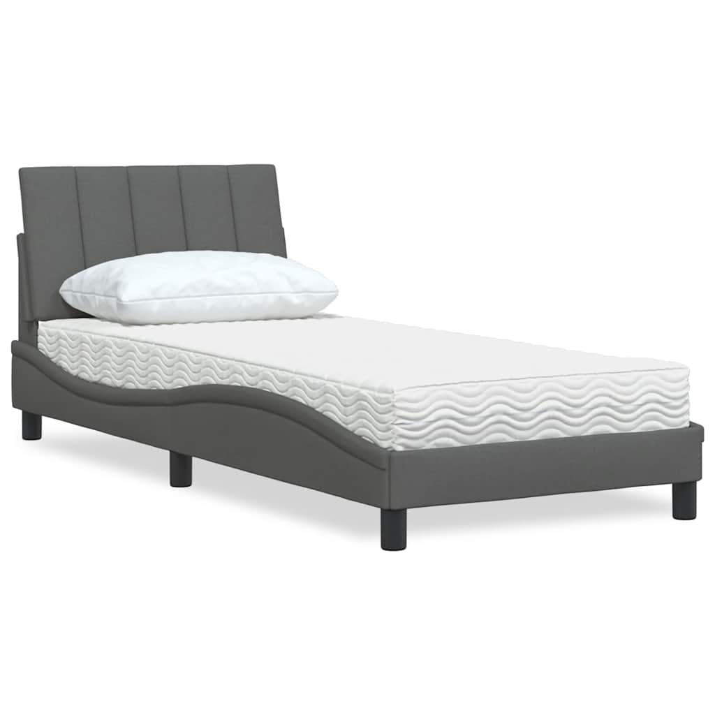 Cama com colchão hanko 80x200 cm tecido cinzento-escuro