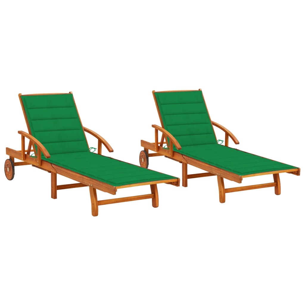 Espreguiçadeiras com almofadões 2 pcs madeira de acácia maciça