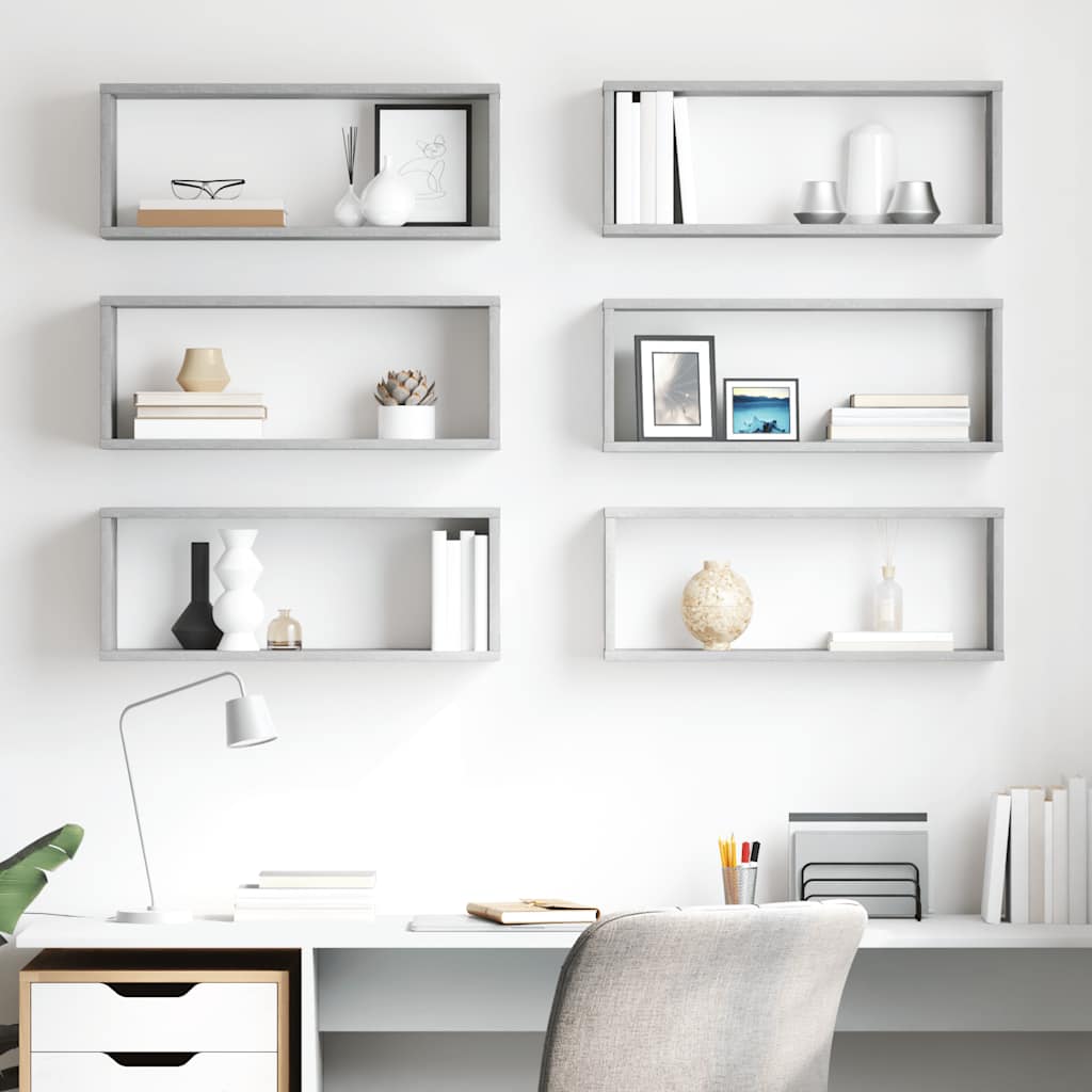 Prateleiras parede forma de cubo 6pcs 60x15x23 cm cinza cimento