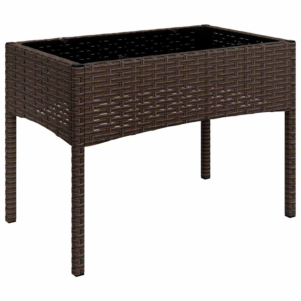 4 Pcs conjunto lounge jardim c/ almofadões vime PE castanho