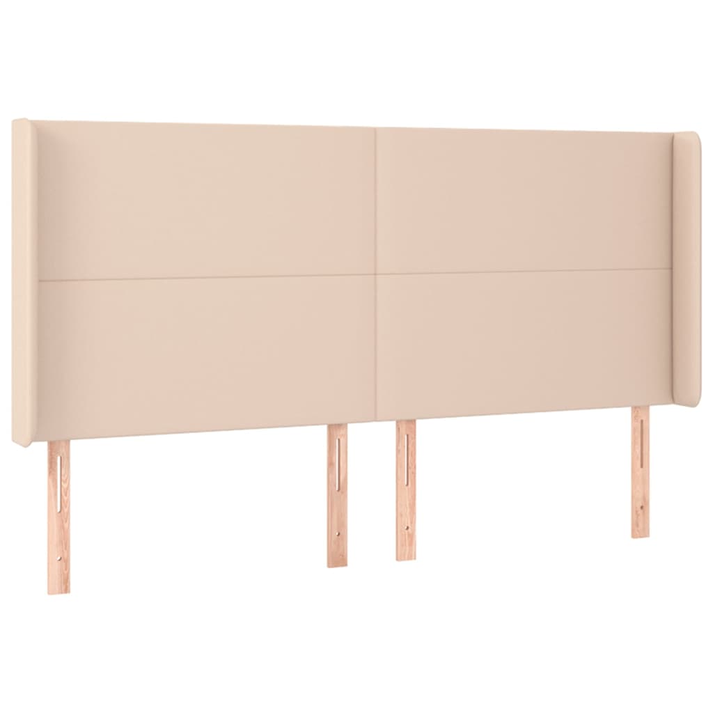 Cabeceira cama c/ LED couro artif. 183x16x118/128 cm cappuccino