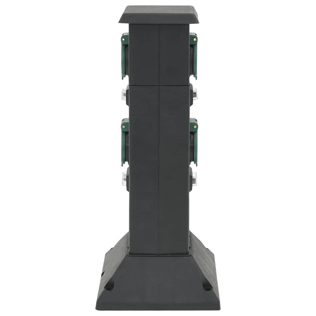 Coluna de tomadas p/ exterior 4 vias 16x16x39,5 cm preto/verde