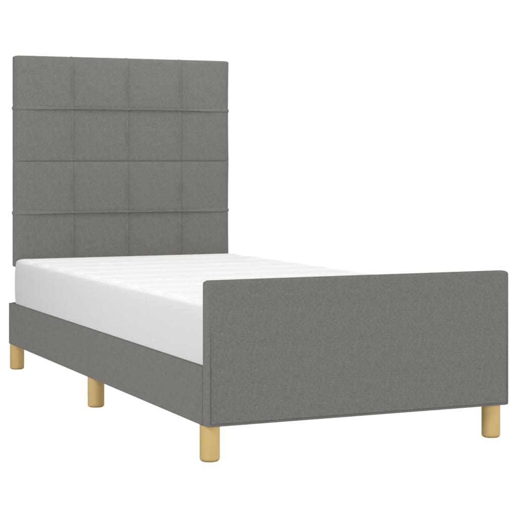 Estrutura de cama sem colchão 90x190 cm tecido cinzento-escuro