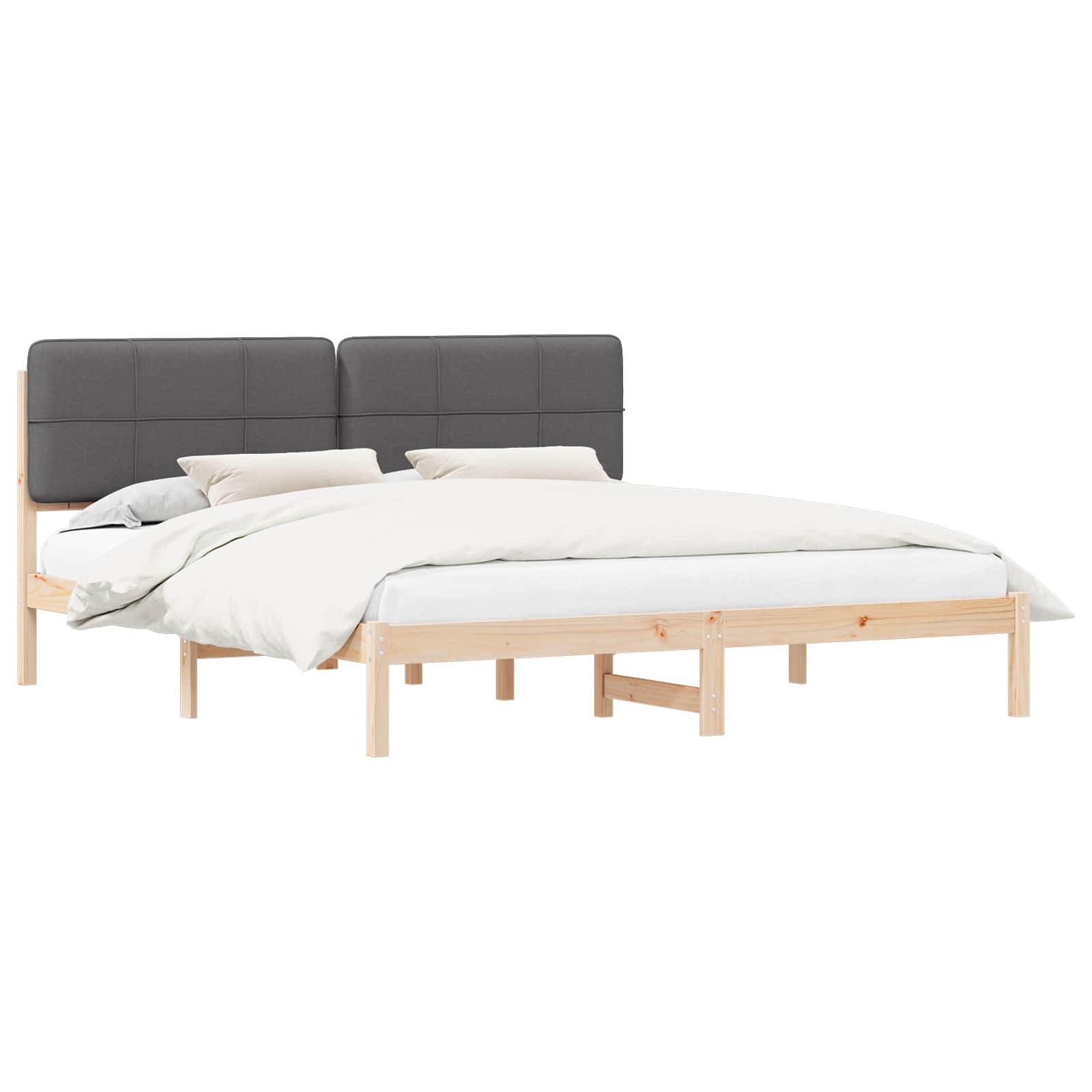Estrutura de cama com cabeceira estofada cinza escuro