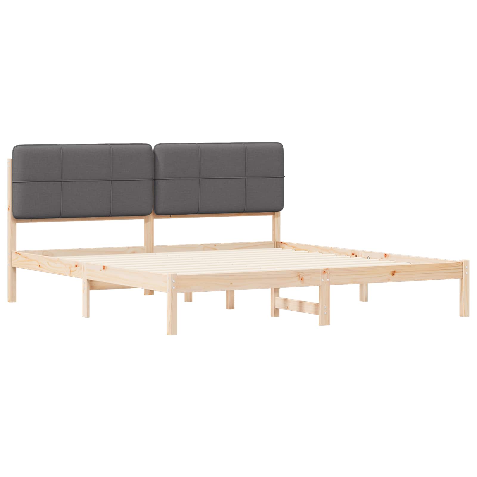 Estrutura de cama com cabeceira estofada cinza escuro
