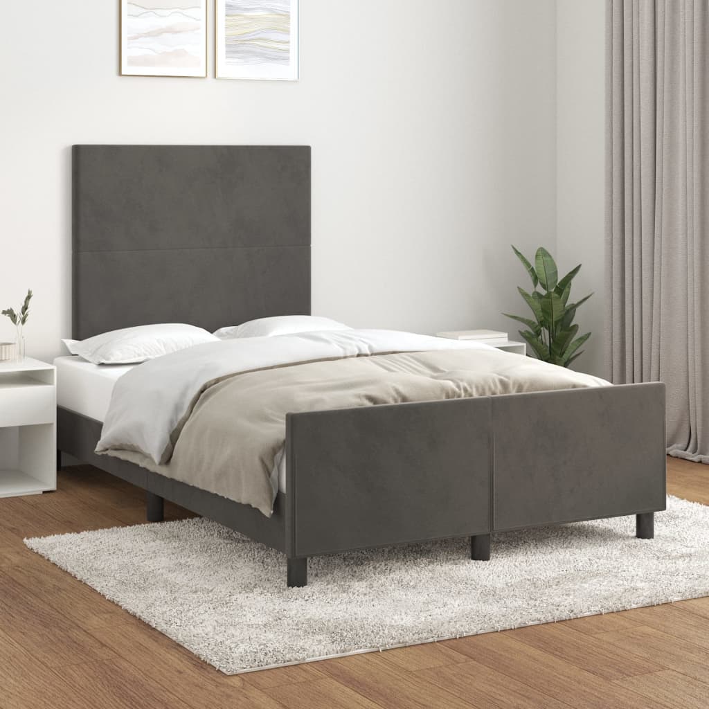 Estrutura de cama sem colchão 120x200 cm veludo cinzento-escuro