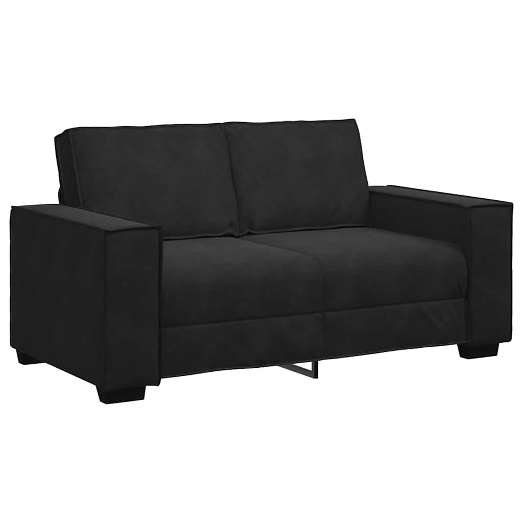 Conjunto de sofá de 2 peças com almofadas em veludo preto
