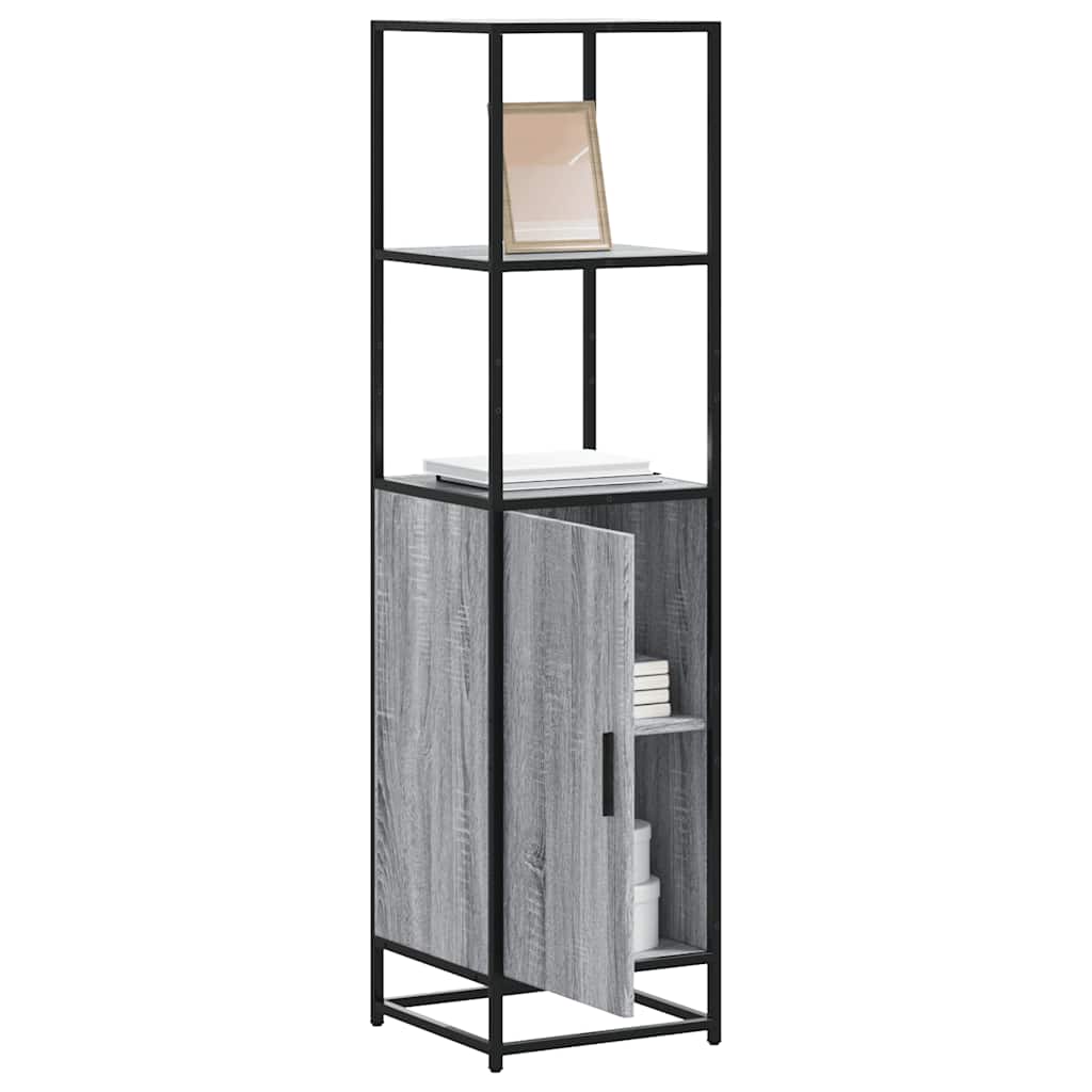 Armário alto 35,5x35x139 cm madeira e metal cinza sonoma