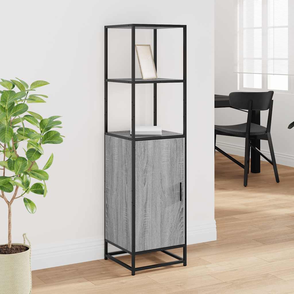 Armário alto 35,5x35x139 cm madeira e metal cinza sonoma