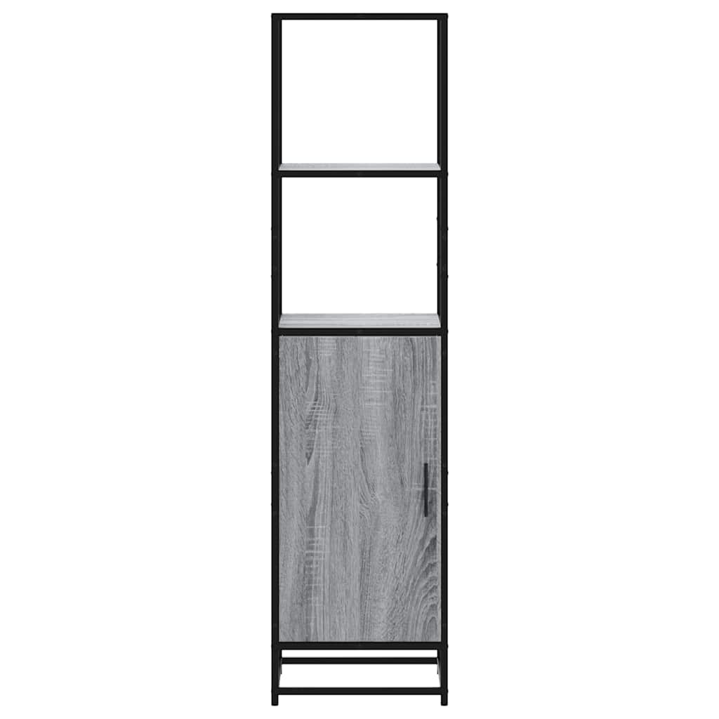 Armário alto 35,5x35x139 cm madeira e metal cinza sonoma