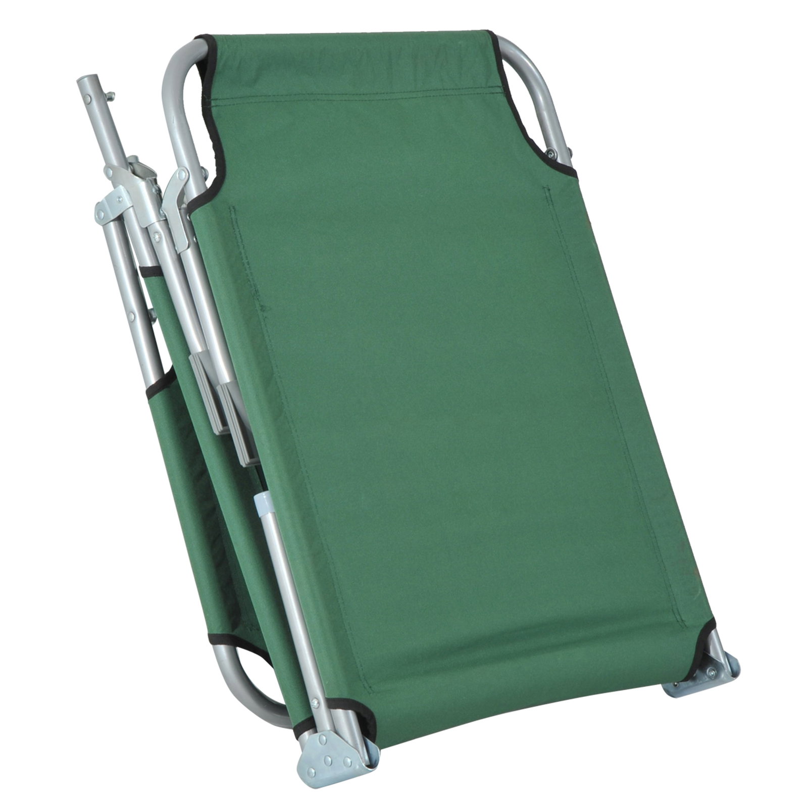 Espreguiçadeira dobrável e reclinável em 4 posições com estrutura metálica e tecido oxford para exterior 187x58x28 cm verde