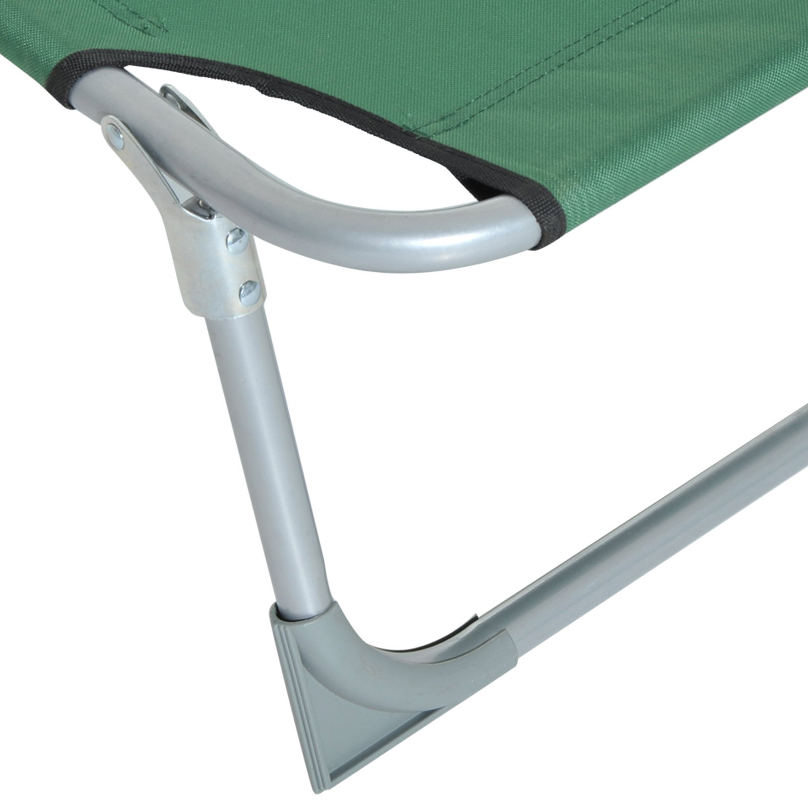 Espreguiçadeira dobrável e reclinável em 4 posições com estrutura metálica e tecido oxford para exterior 187x58x28 cm verde